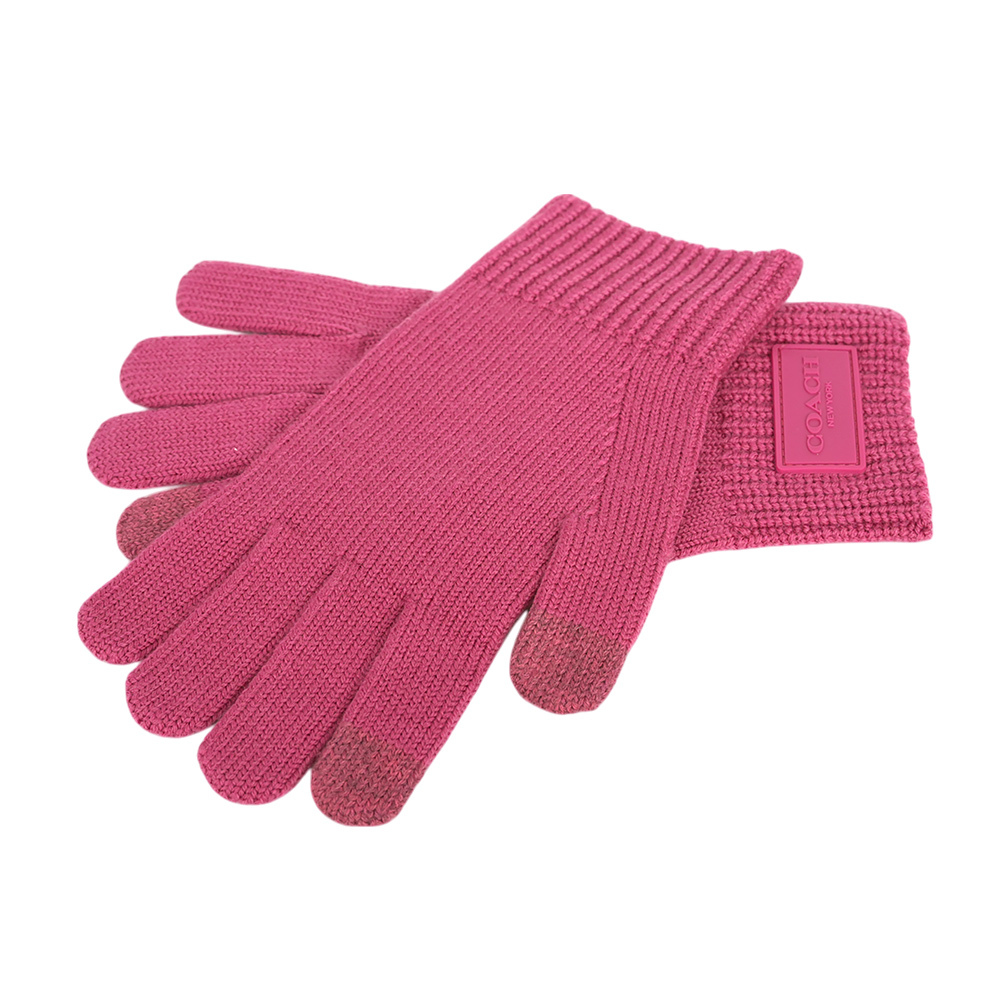 【COACH】方形經典馬車標牌羊毛手套 L/XL (粉色)CU813 PIN