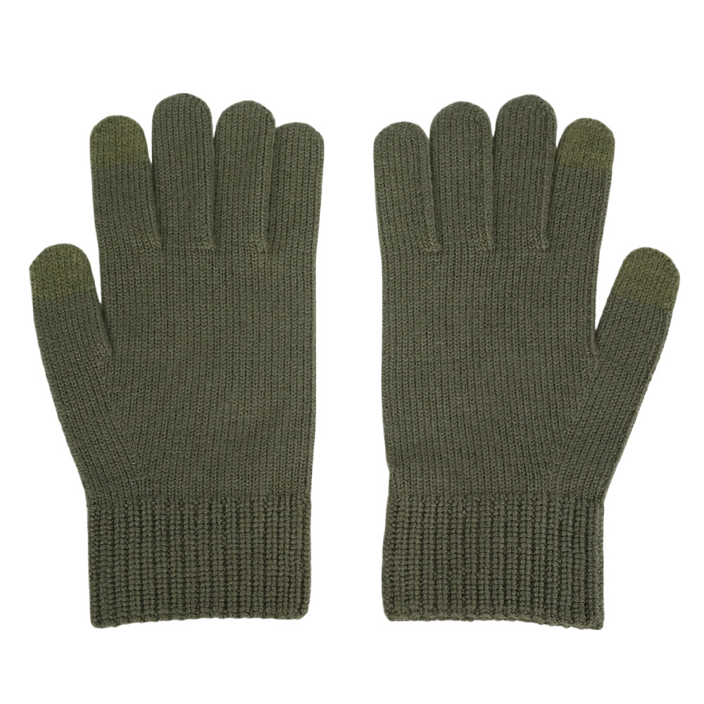 【COACH】方形經典馬車標牌羊毛手套 L-XL (橄欖綠)