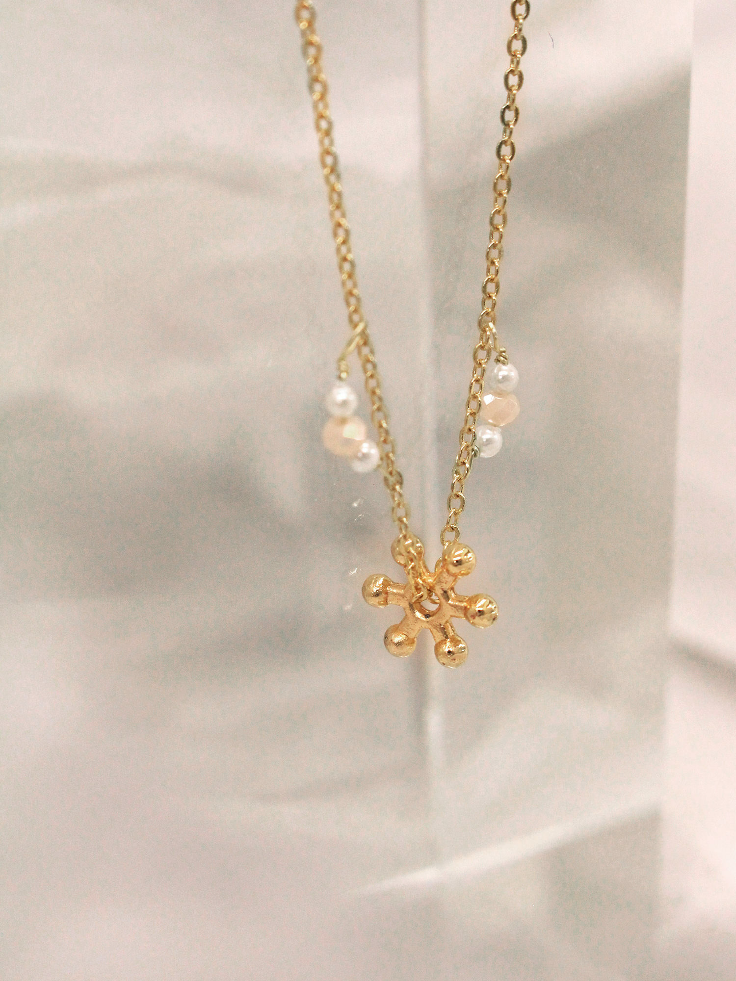 日系搖擺。MUCHAT手作14KGP珍珠小花項鍊