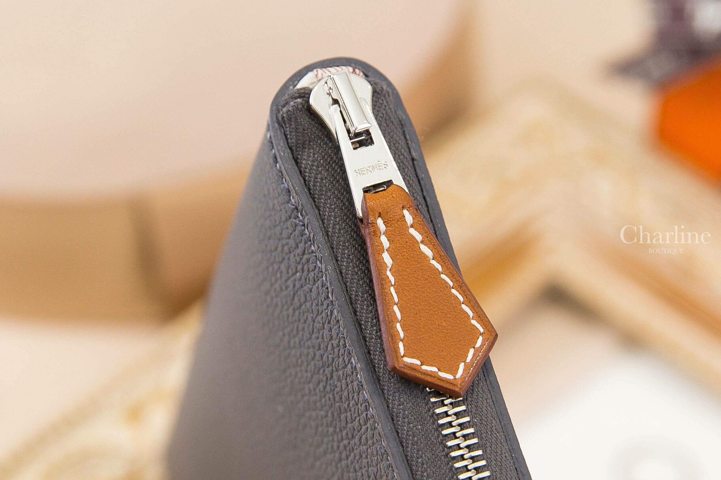 Hermès Silk'in Classique Long Wallet 85 Ardoise Evercolor 石板灰絲巾拉鍊長夾