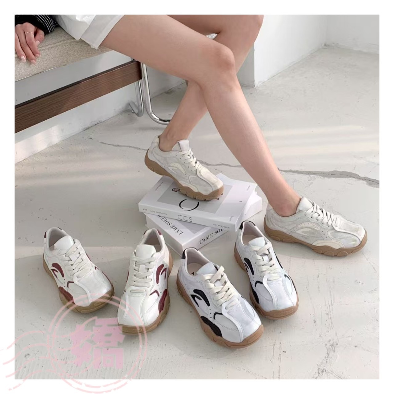 K19002焦糖底羊皮髒髒鞋(白'黑'紅)(230'235'240'245'250)