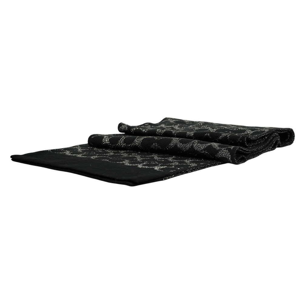 【COACH】滿版CC Logo 羊毛及金屬纖維圍巾(黑色)CK719 BKBK