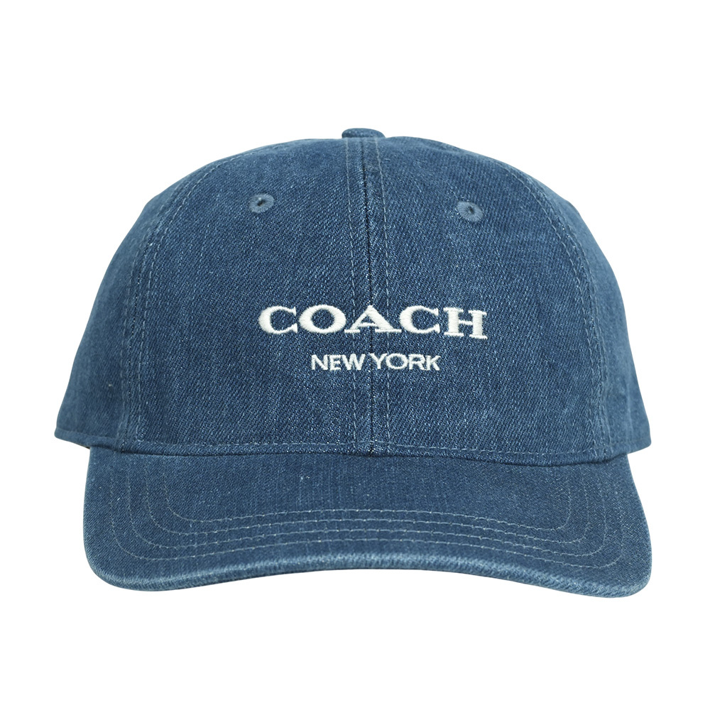 【COACH】刺繡標誌棉質棒球帽 XS-S / M-L (牛仔藍)