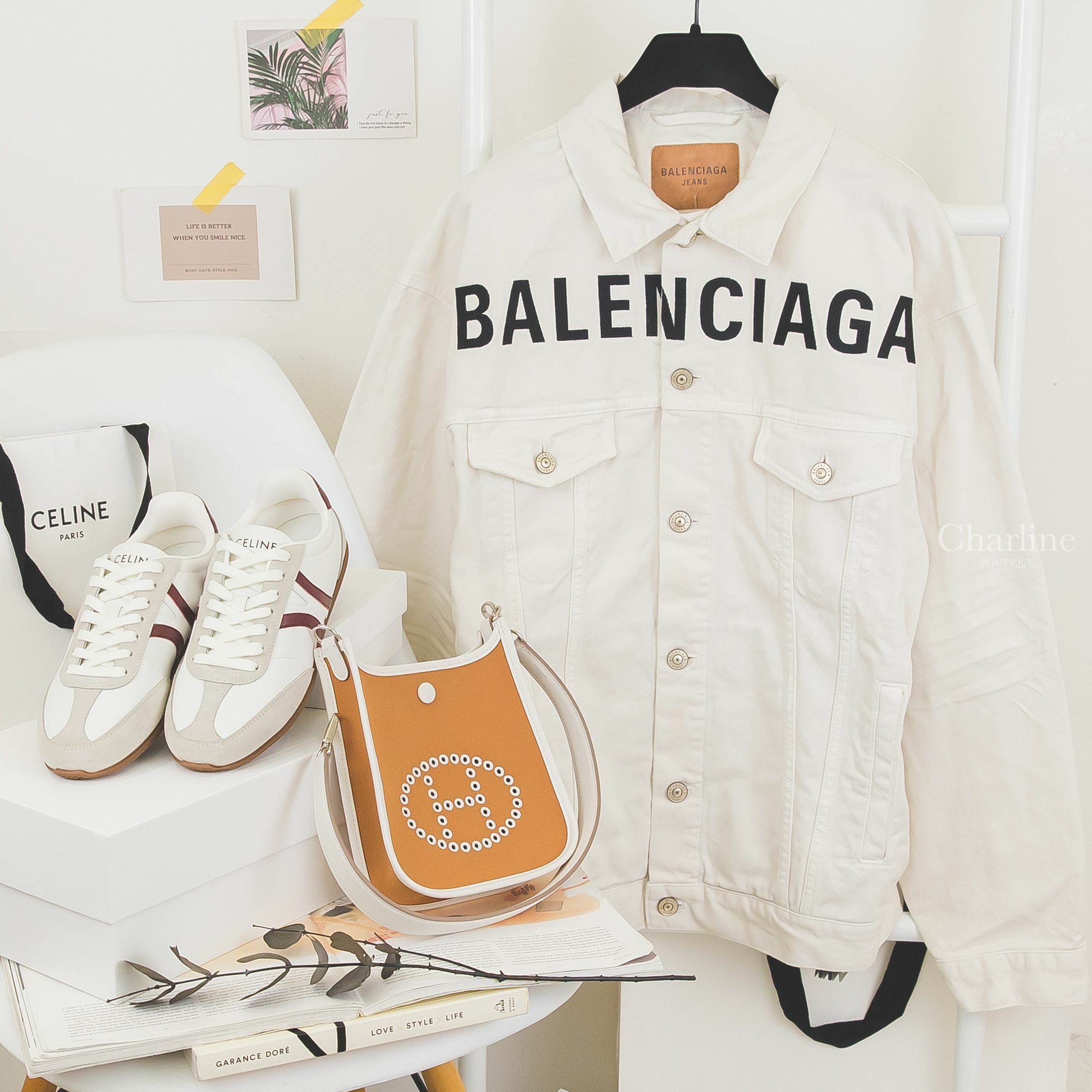 Celine Jogger Low Lace-up Sneaker 光學白黑字凱旋門深勃根地酒紅線條小牛皮拼灰色麂皮低筒運動鞋,Hermès Neo Evelyne 16cm 沙丘棕拼奶灰色銀釦肩背包-Charline Boutique 精品代購