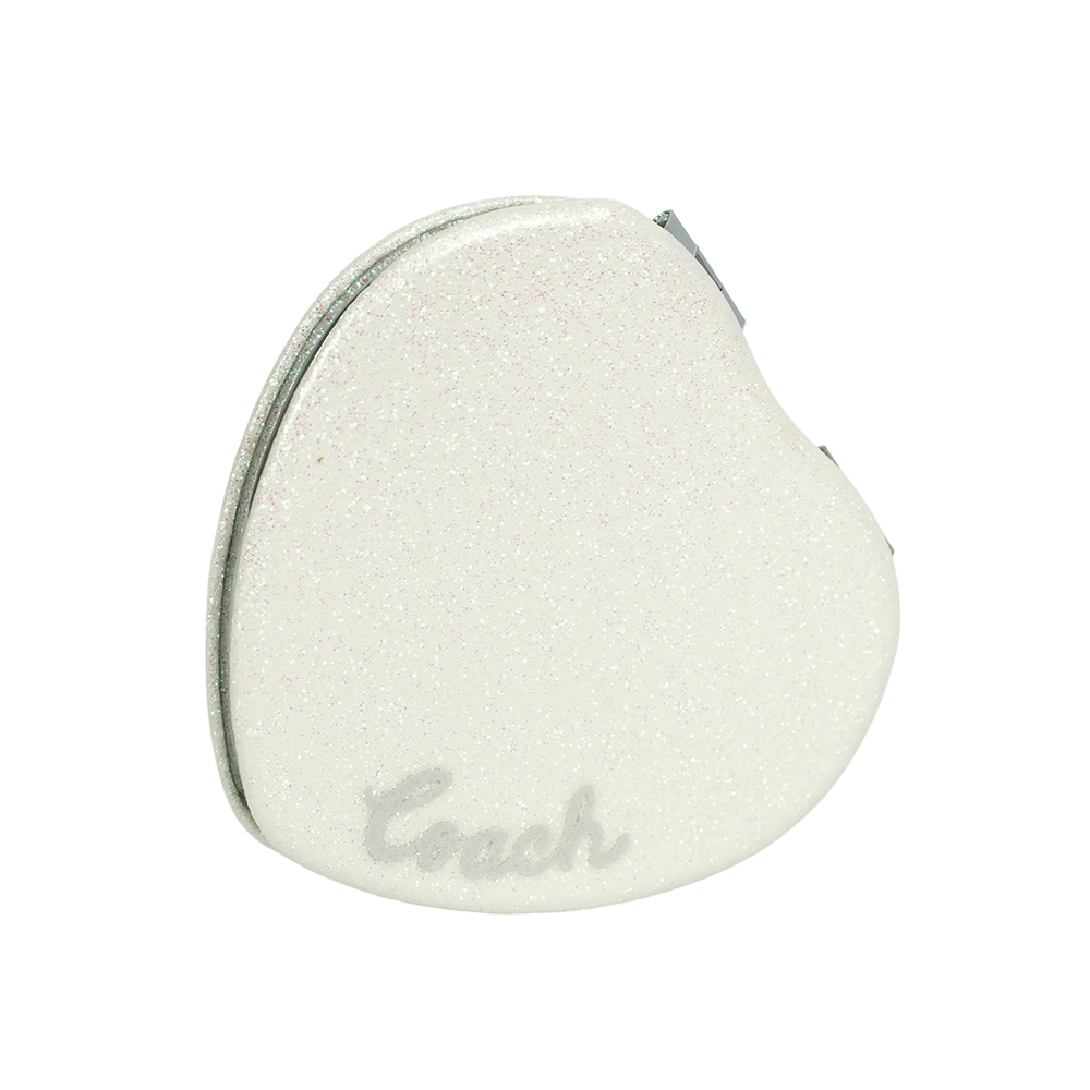 【COACH】Logo 標誌亮片愛心造型鏡子(白色)