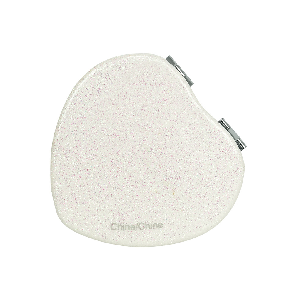 【COACH】Logo 標誌亮片愛心造型鏡子(白色)CF153 SVHA