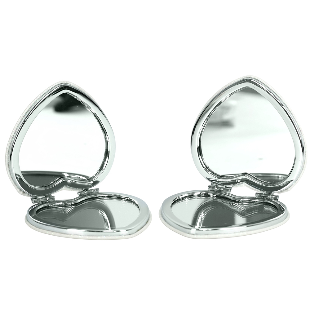 【COACH】Logo 標誌亮片愛心造型鏡子(白色)CF153 SVHA