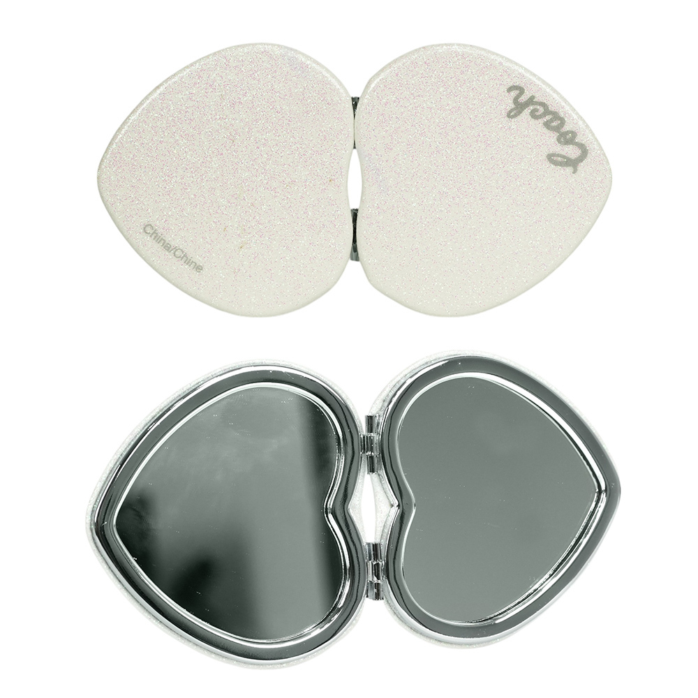 【COACH】Logo 標誌亮片愛心造型鏡子(白色)CF153 SVHA