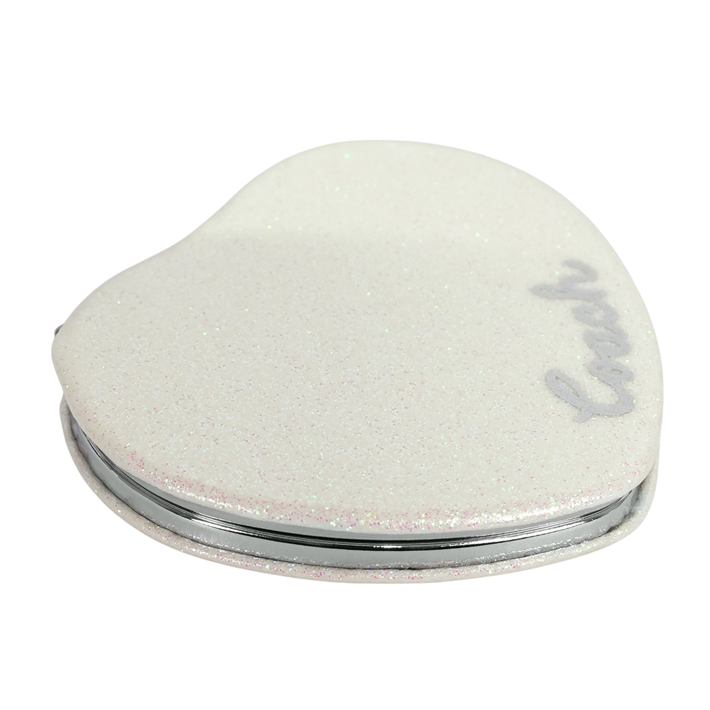 【COACH】Logo 標誌亮片愛心造型鏡子(白色)CF153 SVHA