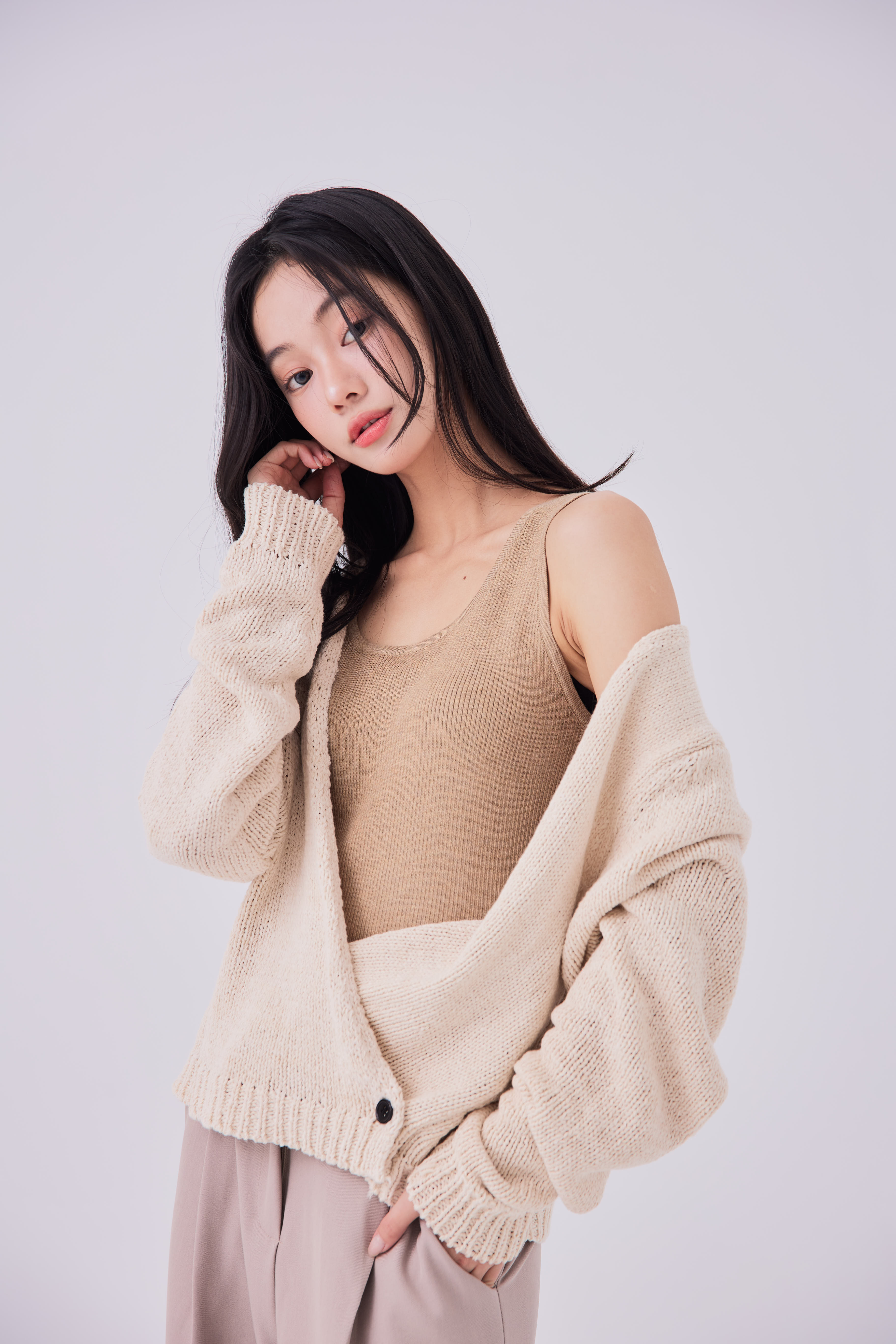 2603 OH！HER 一粒釦帶子紗開衫（80%棉）