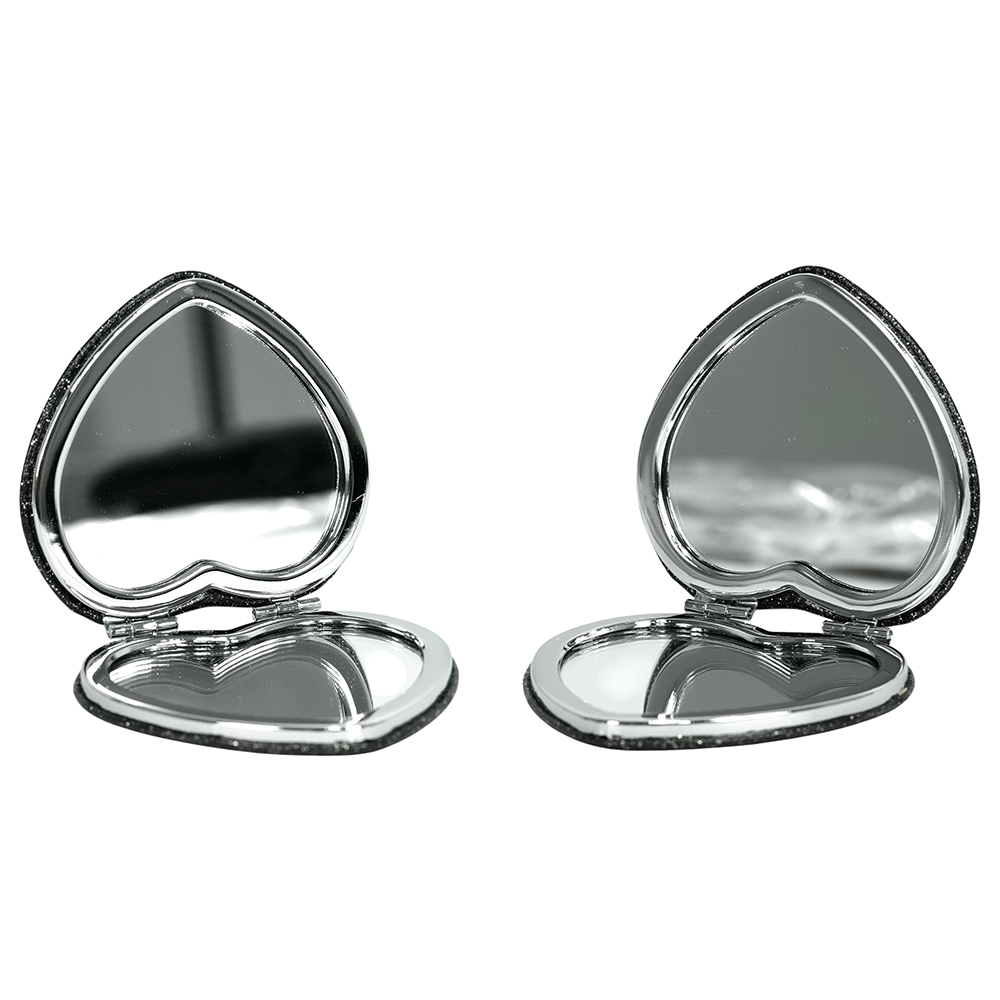 【COACH】Logo 標誌亮片愛心造型鏡子(黑色)CU755 SVBK