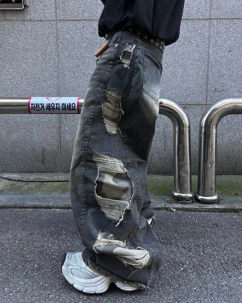 UNUSED 破壞 設計感 做舊 迷彩 #牛仔褲