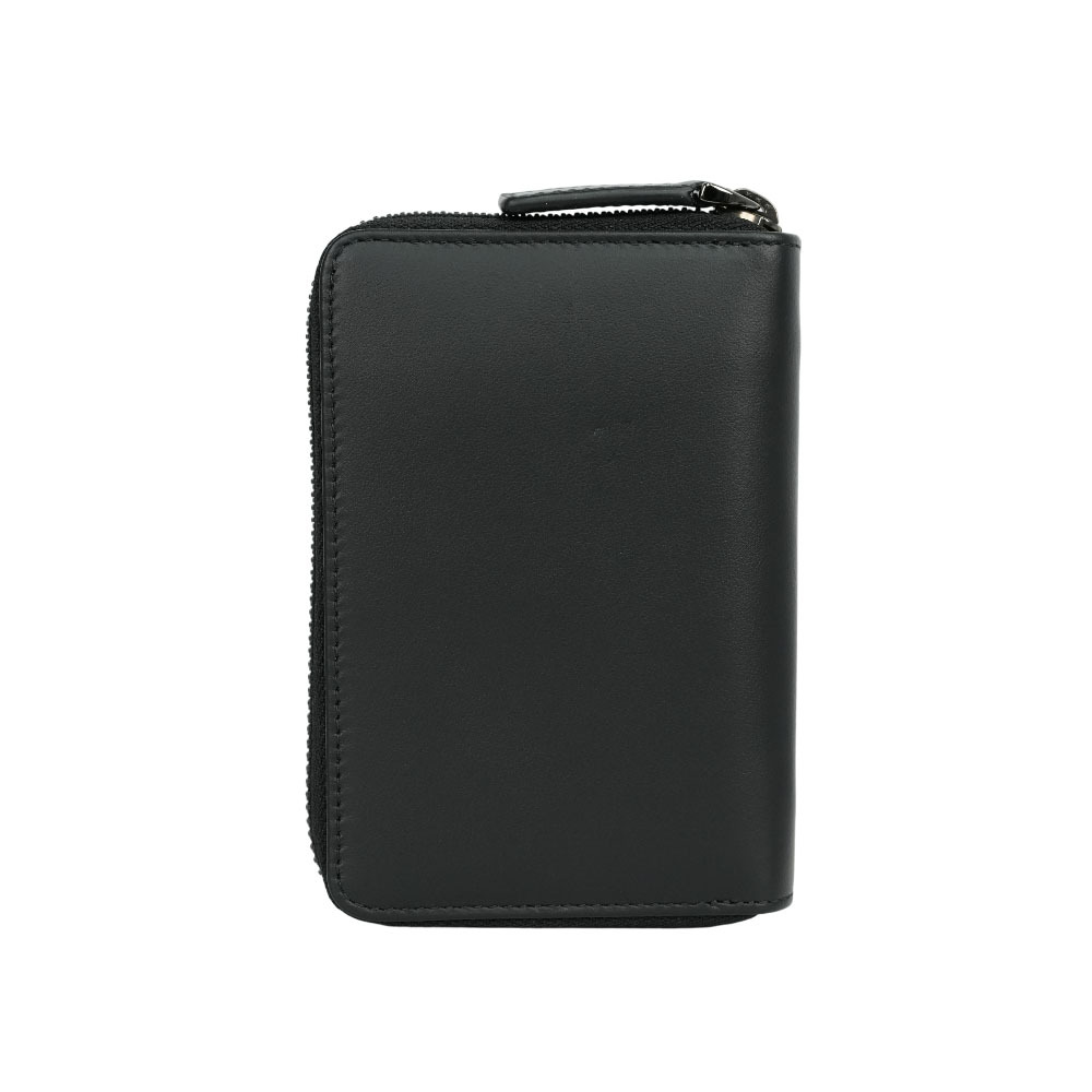 【MONT BLANC】夜航系列平滑牛皮拉鍊防盜卡夾包/鑰匙包(黑色)(展示品)127261