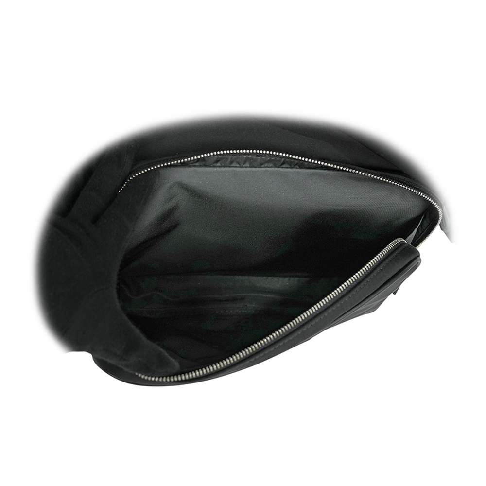 【BALLY】Code 紅白織帶尼龍拉鍊口袋後背包(黑色)6308463