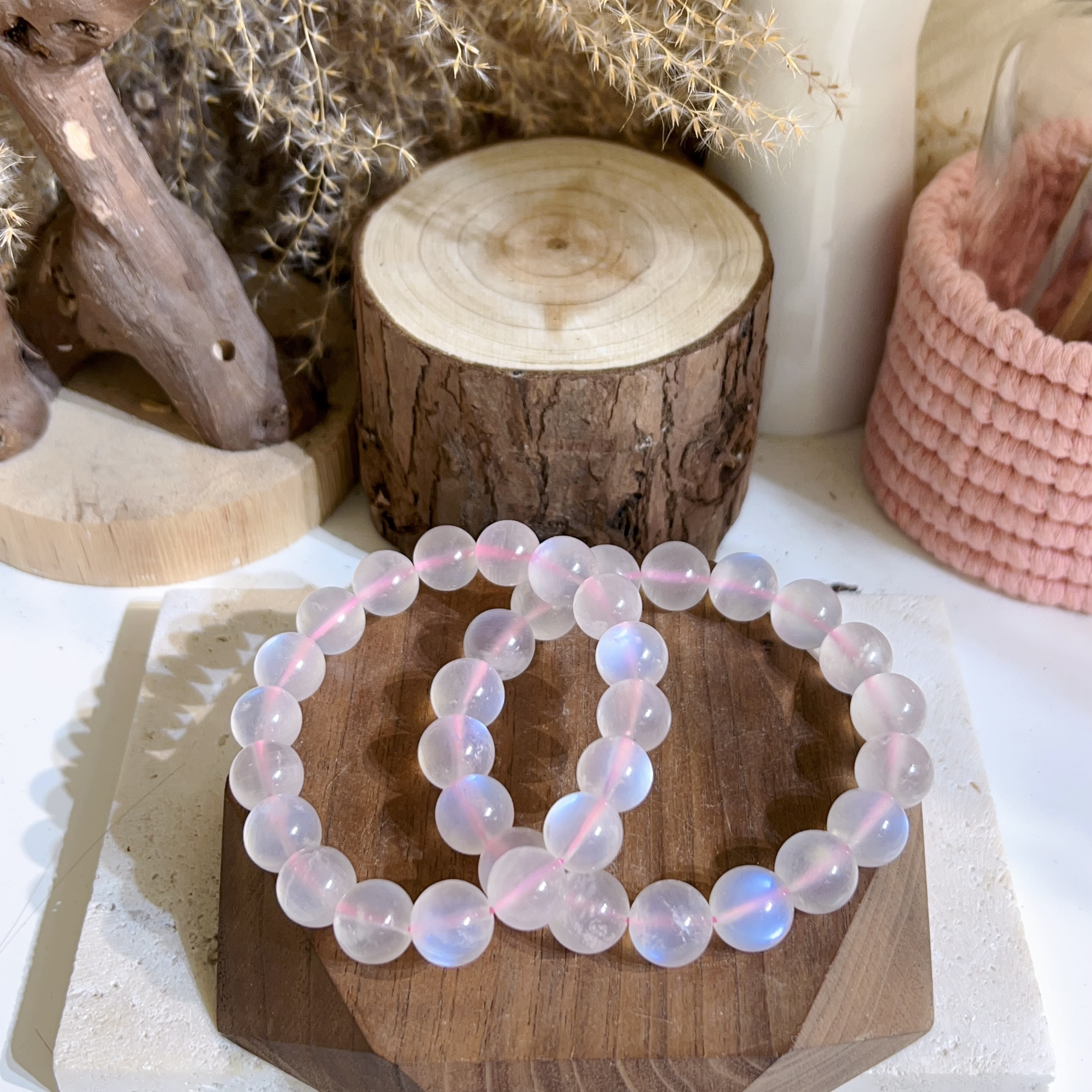 粉月亮手串 11+mm