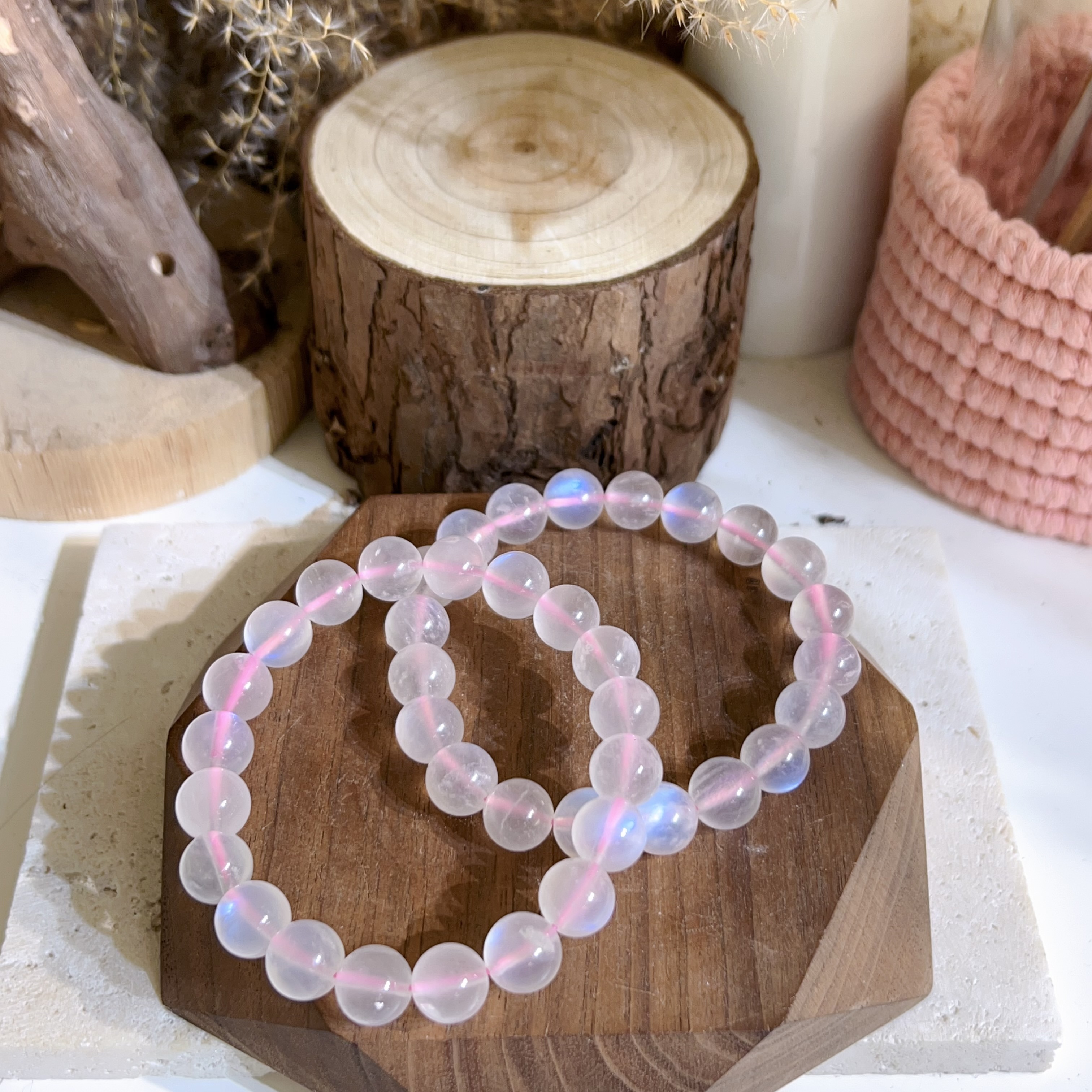 粉月亮手串 9+mm