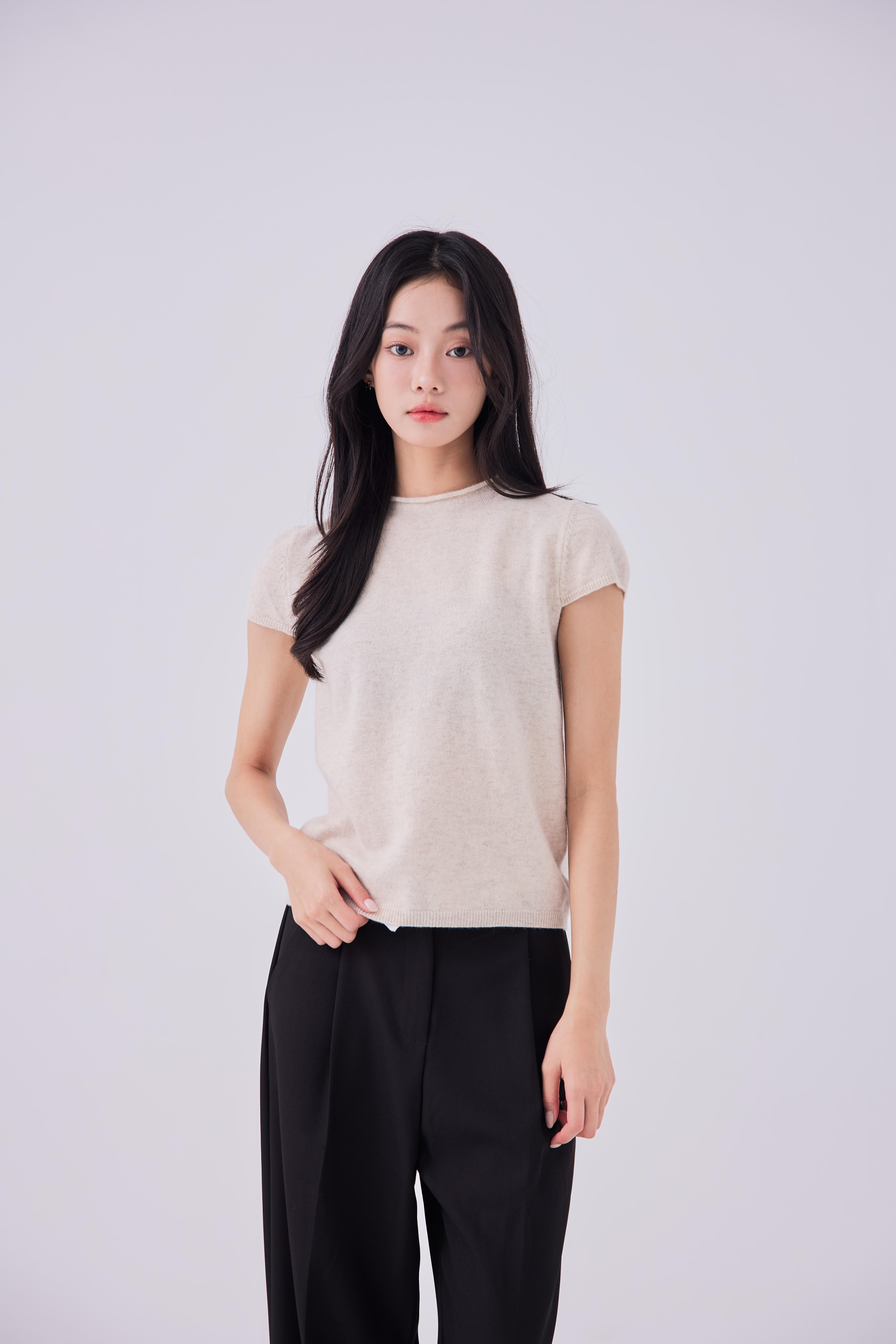 2603 OH！HER 小立領簡約針織上衣（100%羊毛）