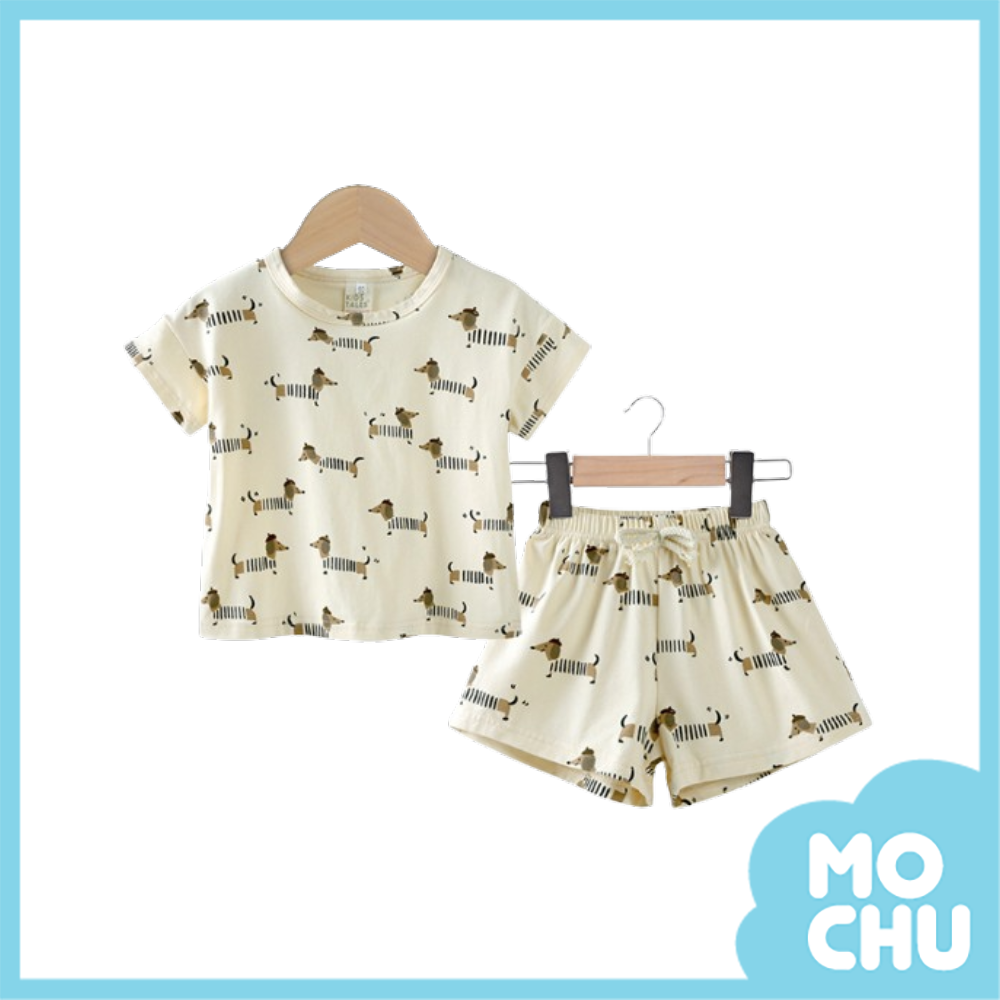 畫家臘腸狗短袖休閒套裝