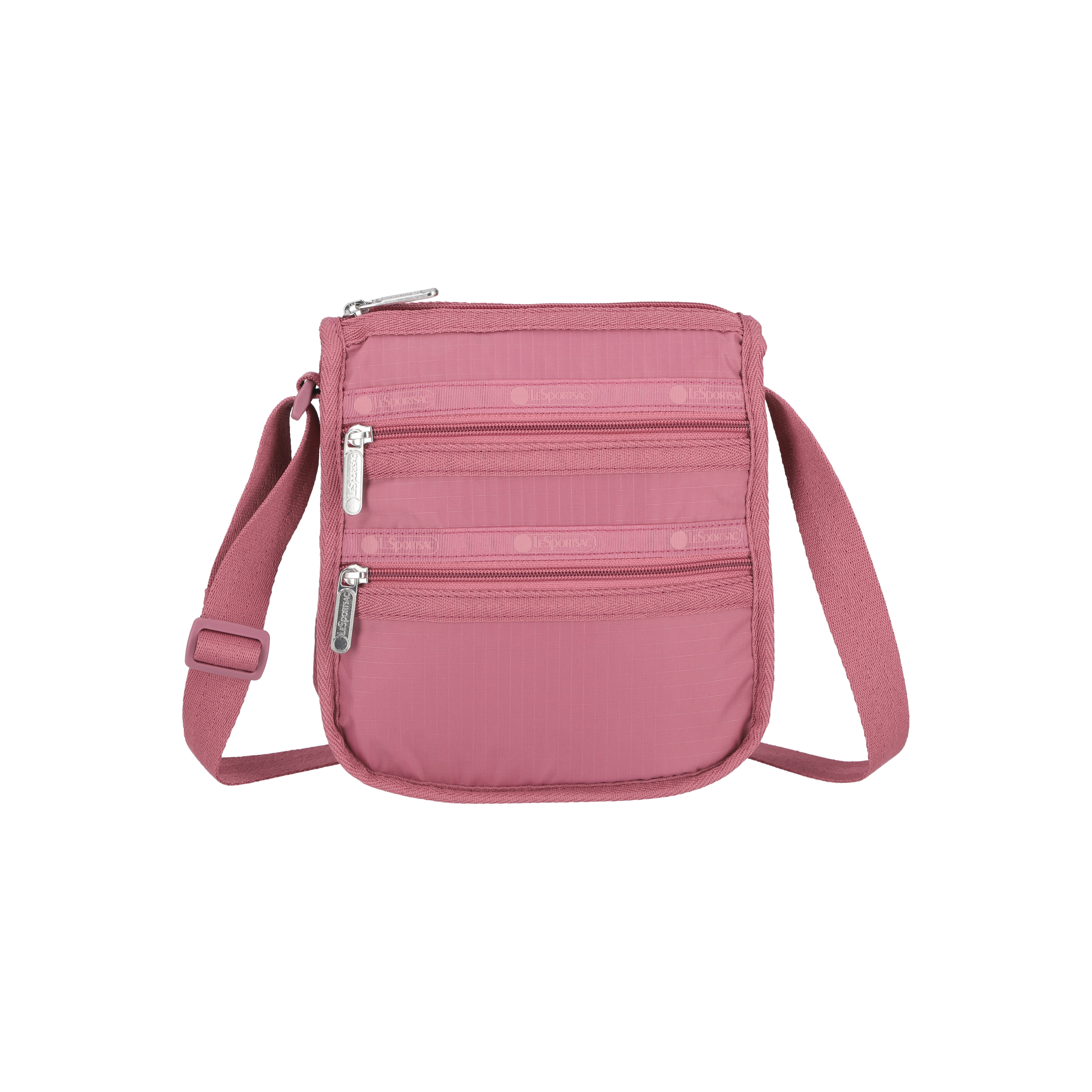 中型三層拉鍊斜背包 (MAUVE)