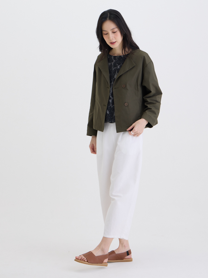 三角V領外套-軍綠