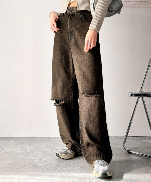 日本🇯🇵連線 Classical Elf 不對稱復古牛仔褲 直筒褲 寬褲 破褲 3色 (任買兩件711免運)/預購