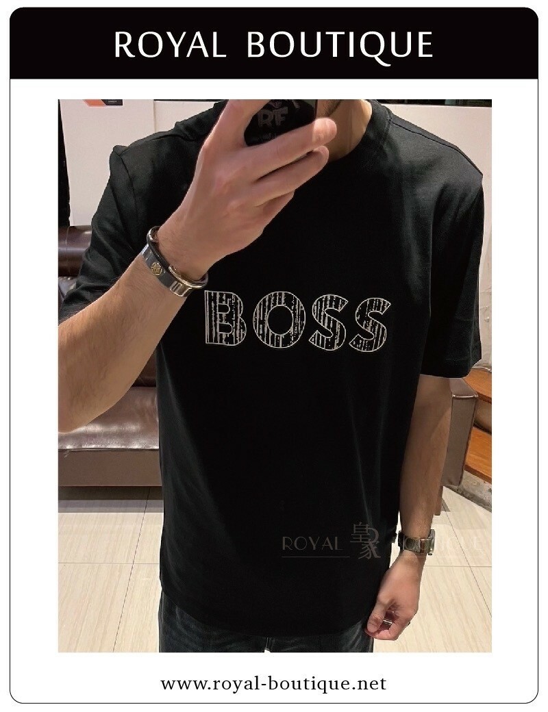 BOSS 胸前經典斑駁英字LOGO印刷短T