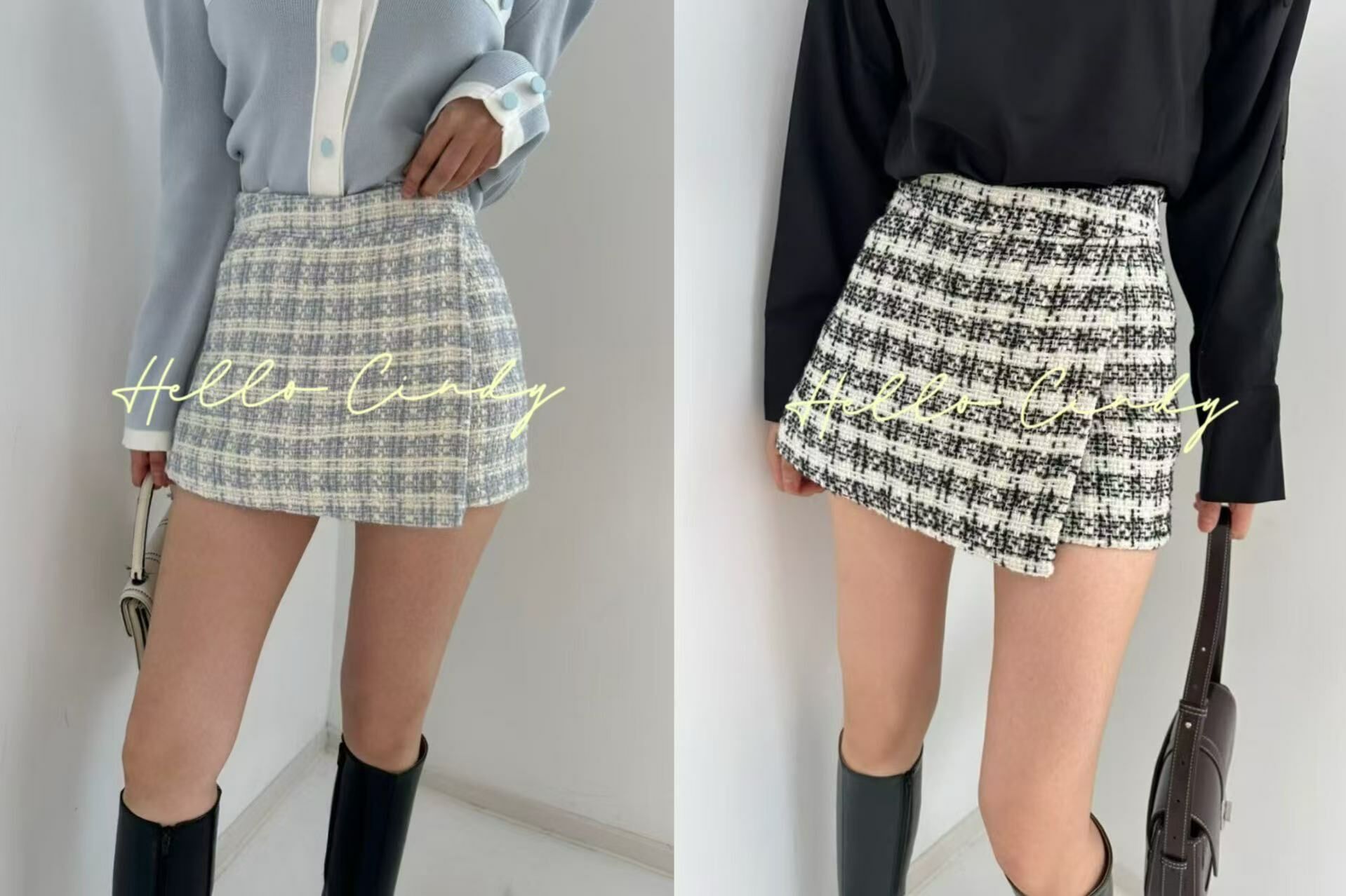 N03001 現貨-Cindy愛牌～正韓設計師品牌小香風格紋短褲裙