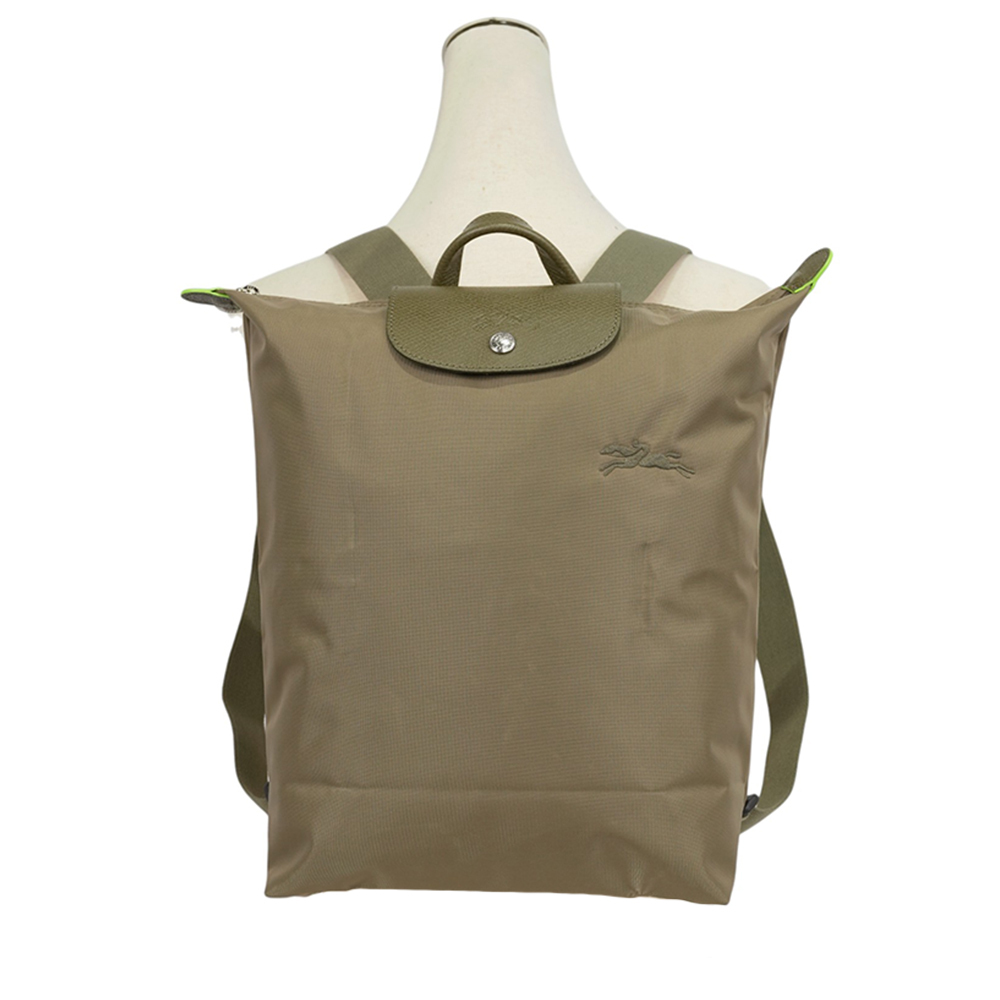 【LONGCHAMP】Le Pliage M 再生帆布中型折疊後背包(朝鮮薊色)10284 919 M04