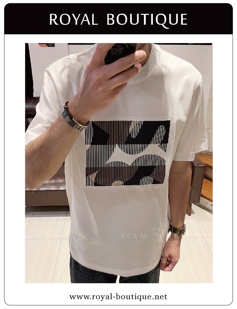 BOSS 胸前刺繡不規則英字短T
