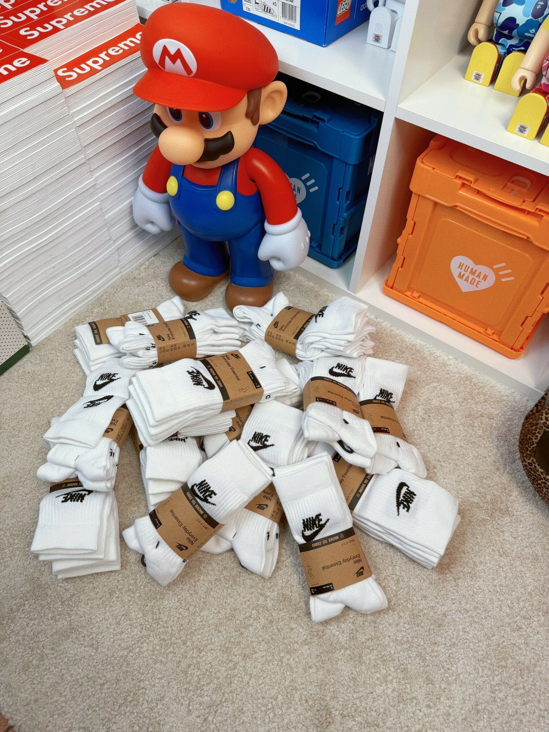 Nike Socks 國外限定 白襪 LOGO 襪子 長襪 小腿襪 三雙一組 DX5025-100