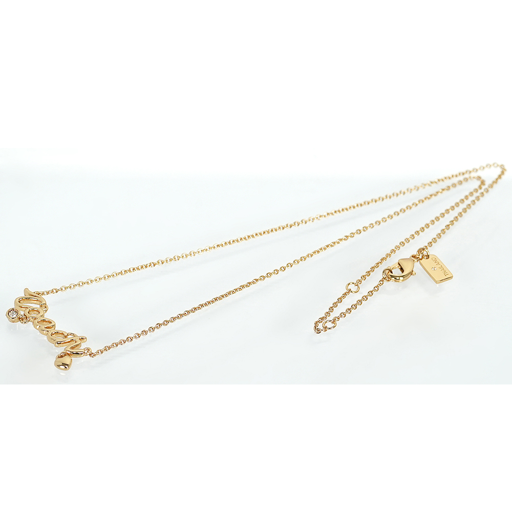 【COACH】Script 草寫標誌及玻璃水鑽項鍊(金色)CAD52 GLD