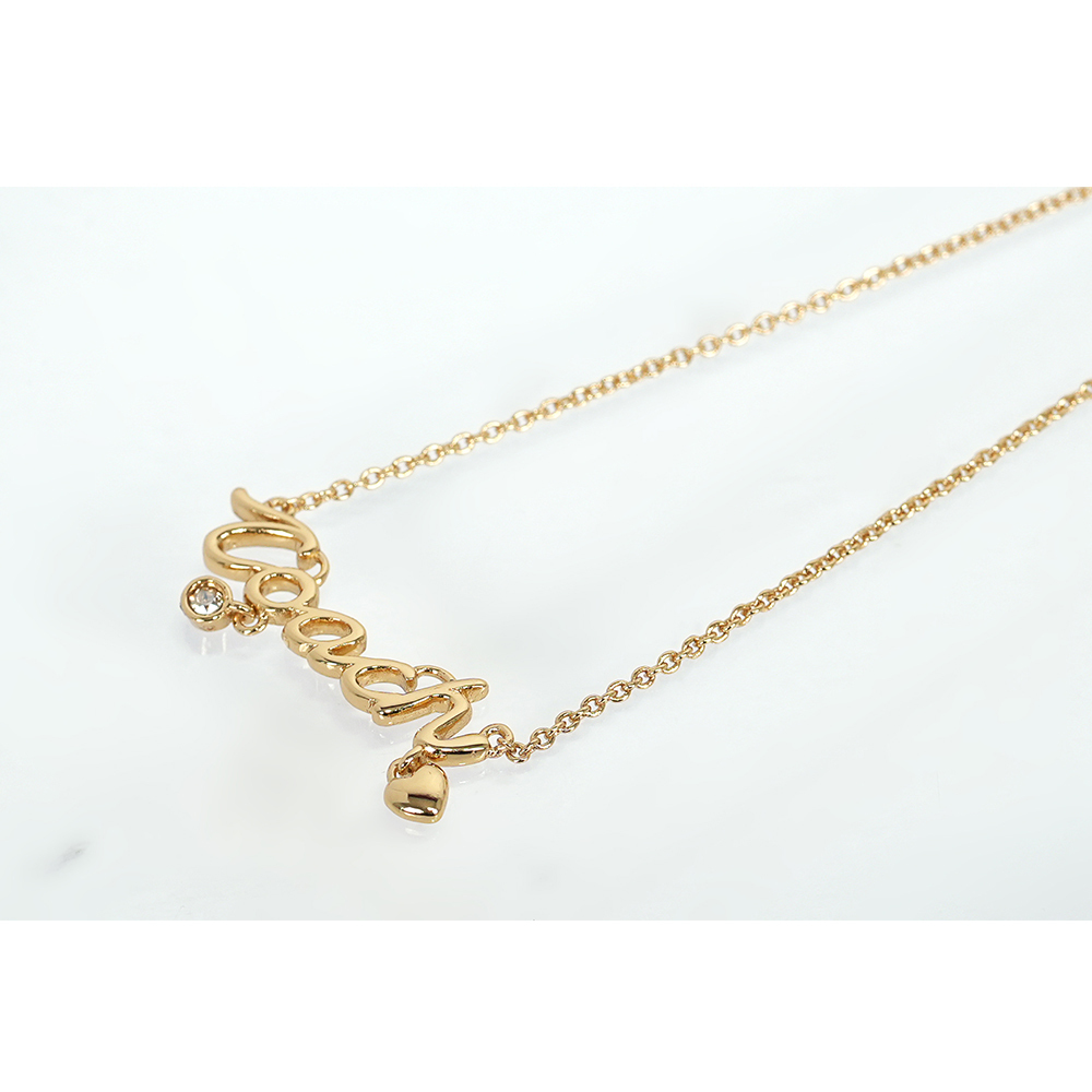 【COACH】Script 草寫標誌及玻璃水鑽項鍊(金色)CAD52 GLD