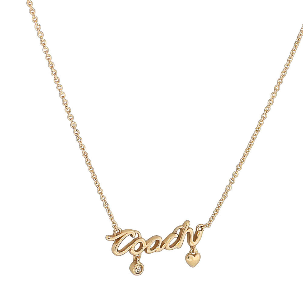 【COACH】Script 草寫標誌及玻璃水鑽項鍊(金色)CAD52 GLD