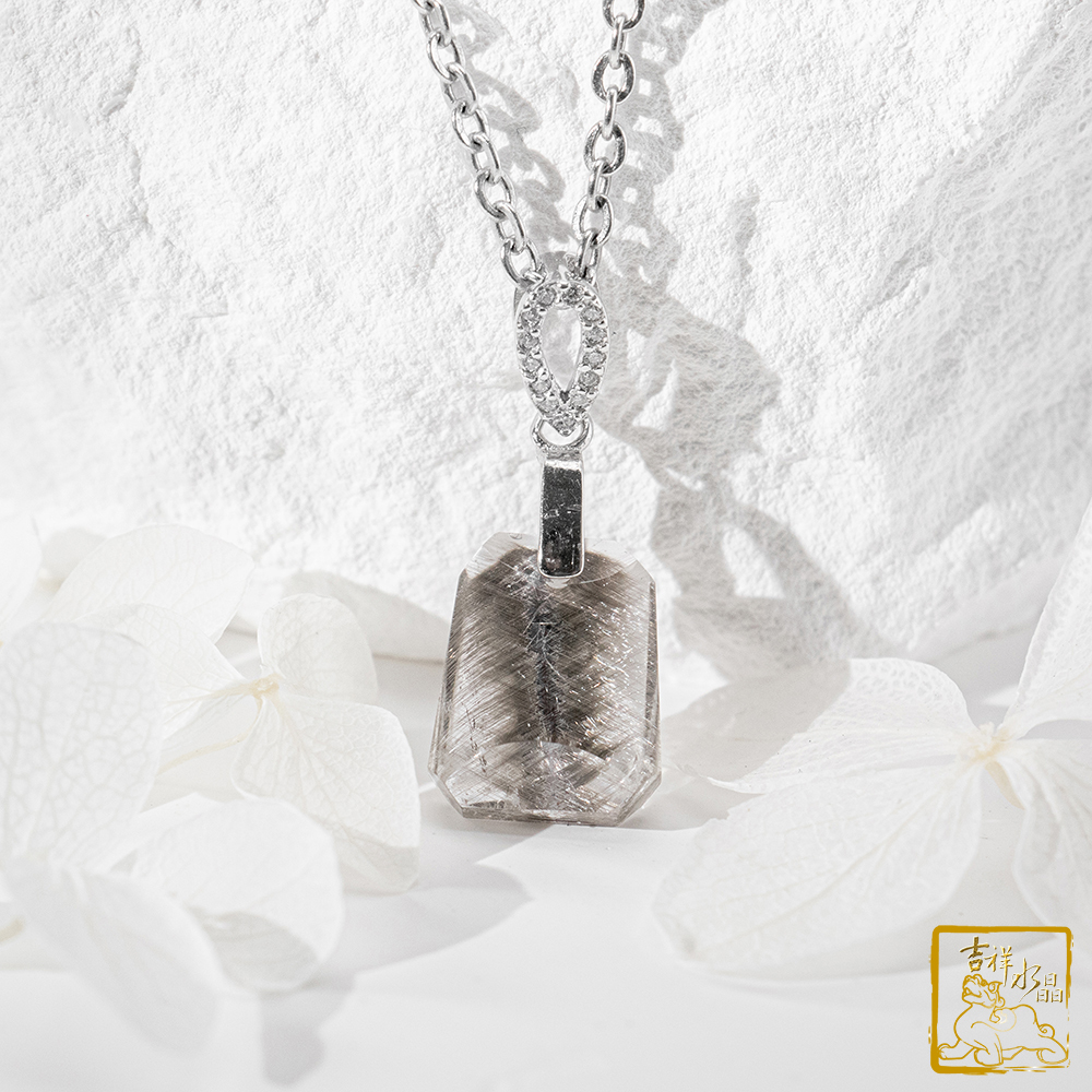 黑銀鈦晶無事牌墜 1.7g 逢凶化吉