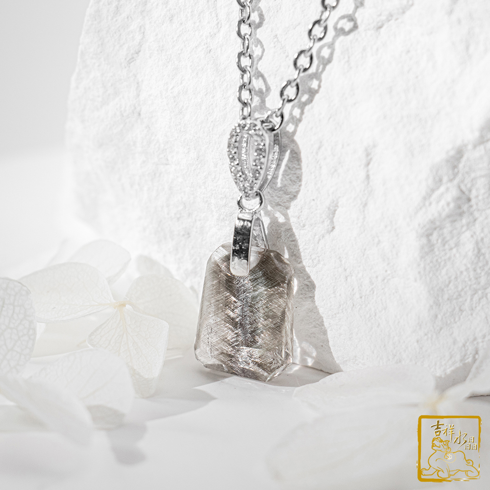 黑銀鈦晶無事牌墜 1.7g 逢凶化吉