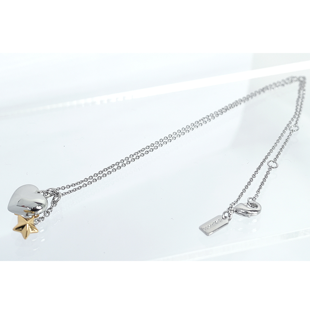 【COACH】樹C Logo 愛心及星星造型項鍊(金色/銀色)CAH49 A31