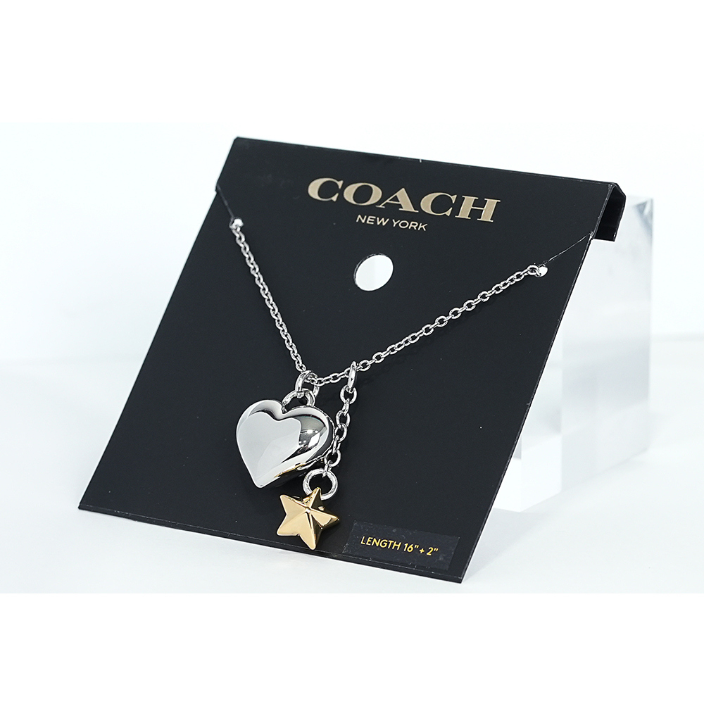 【COACH】樹C Logo 愛心及星星造型項鍊(金色/銀色)CAH49 A31