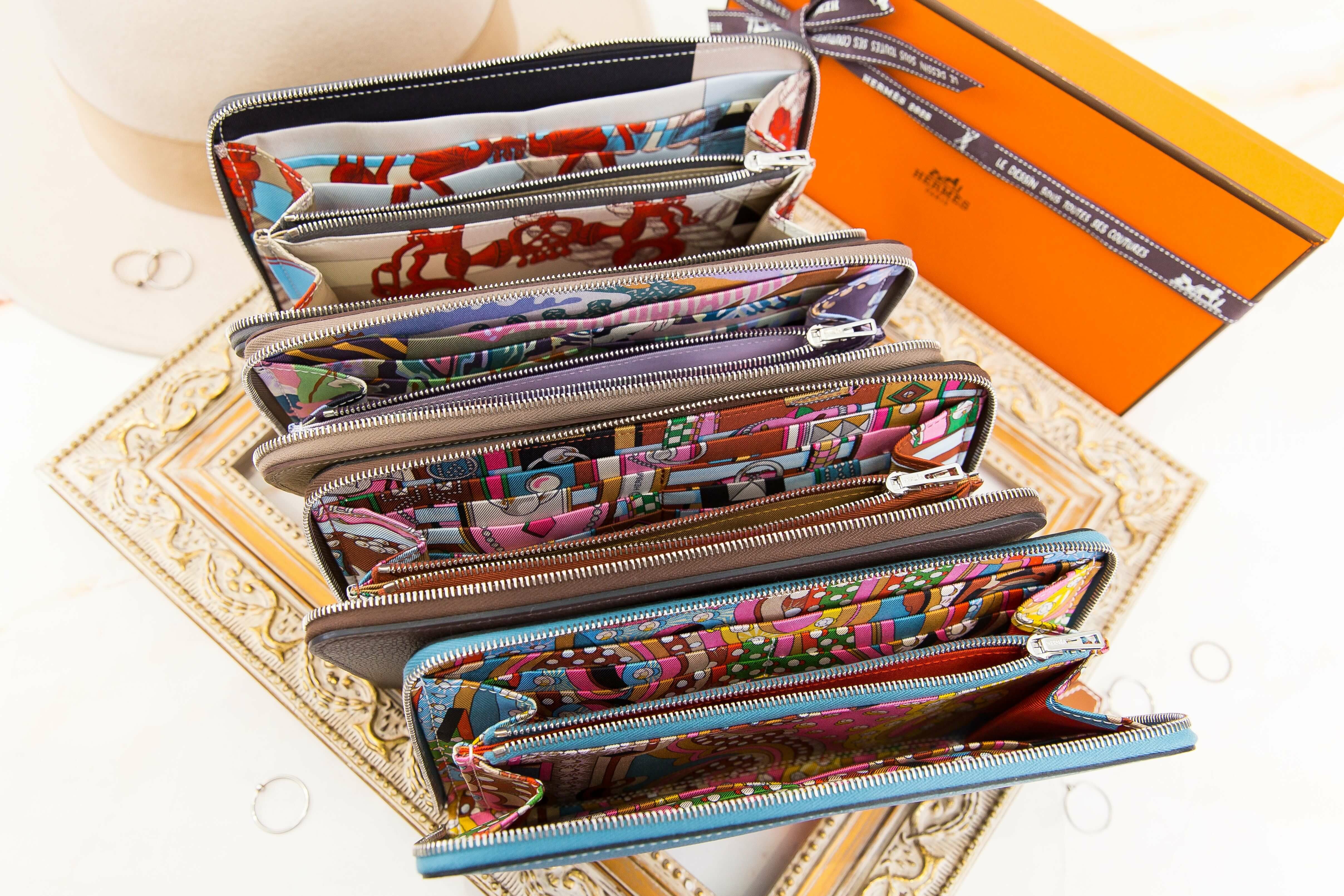 Hermès Silk'in Wallet 大象灰絲巾長夾,Silk'in Wallet 新丹寧藍絲巾長夾,Silk'in Wallet 石板灰絲巾長夾,Silk'in Wallet 摩卡色絲巾長夾-Charline Boutique 精品代購
