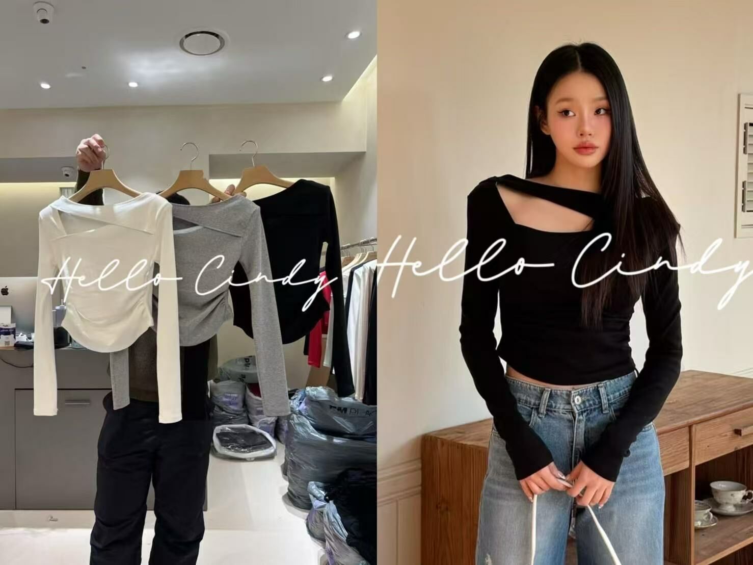 N03006 現貨-正韓設計師品牌小性感側抓皺顯瘦設計上衣