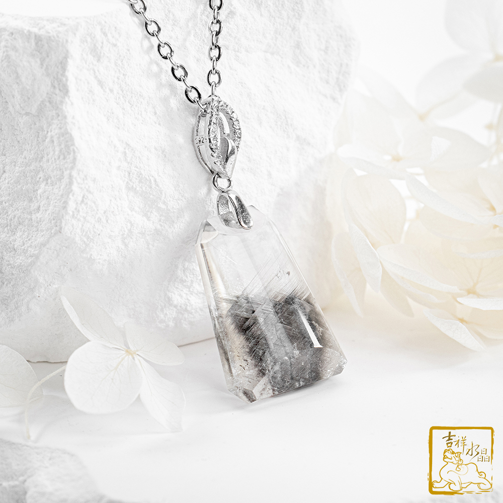 黑銀鈦晶無事牌墜 4.6g 強力護身