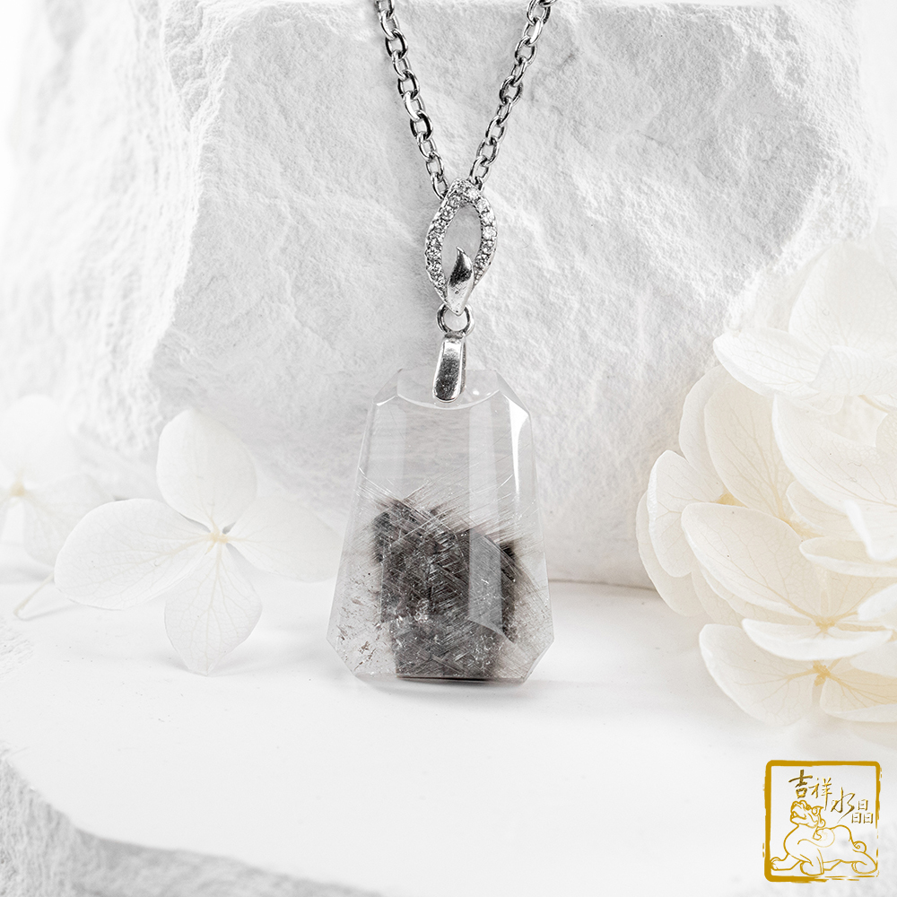 黑銀鈦晶無事牌墜 4.6g 強力護身