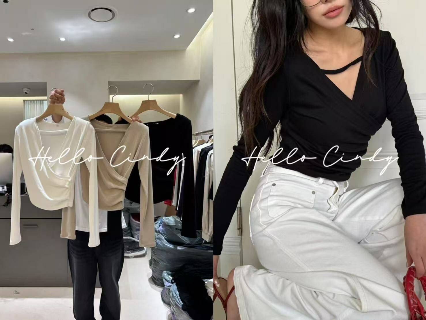 N03007 現貨-正韓設計師品牌小心機交叉V領設計感上衣