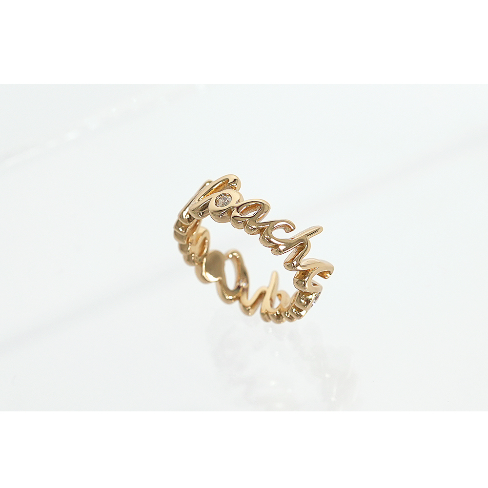 【COACH】Script 草寫標誌及玻璃水鑽戒指(金色)CAH43 GLD