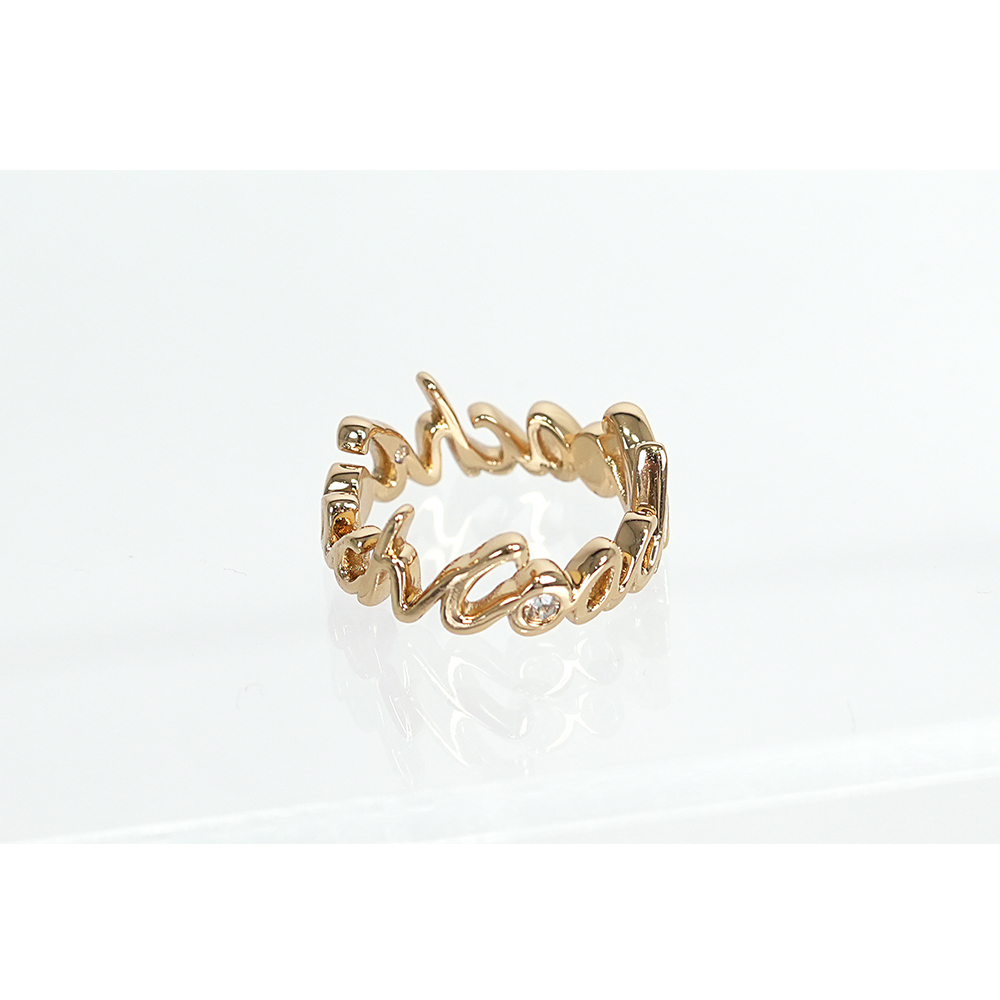 【COACH】Script 草寫標誌及玻璃水鑽戒指(金色)CAH43 GLD