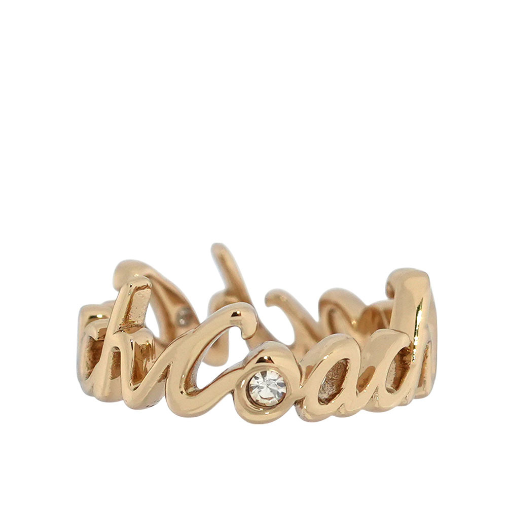 【COACH】Script 草寫標誌及玻璃水鑽戒指(金色)CAH43 GLD