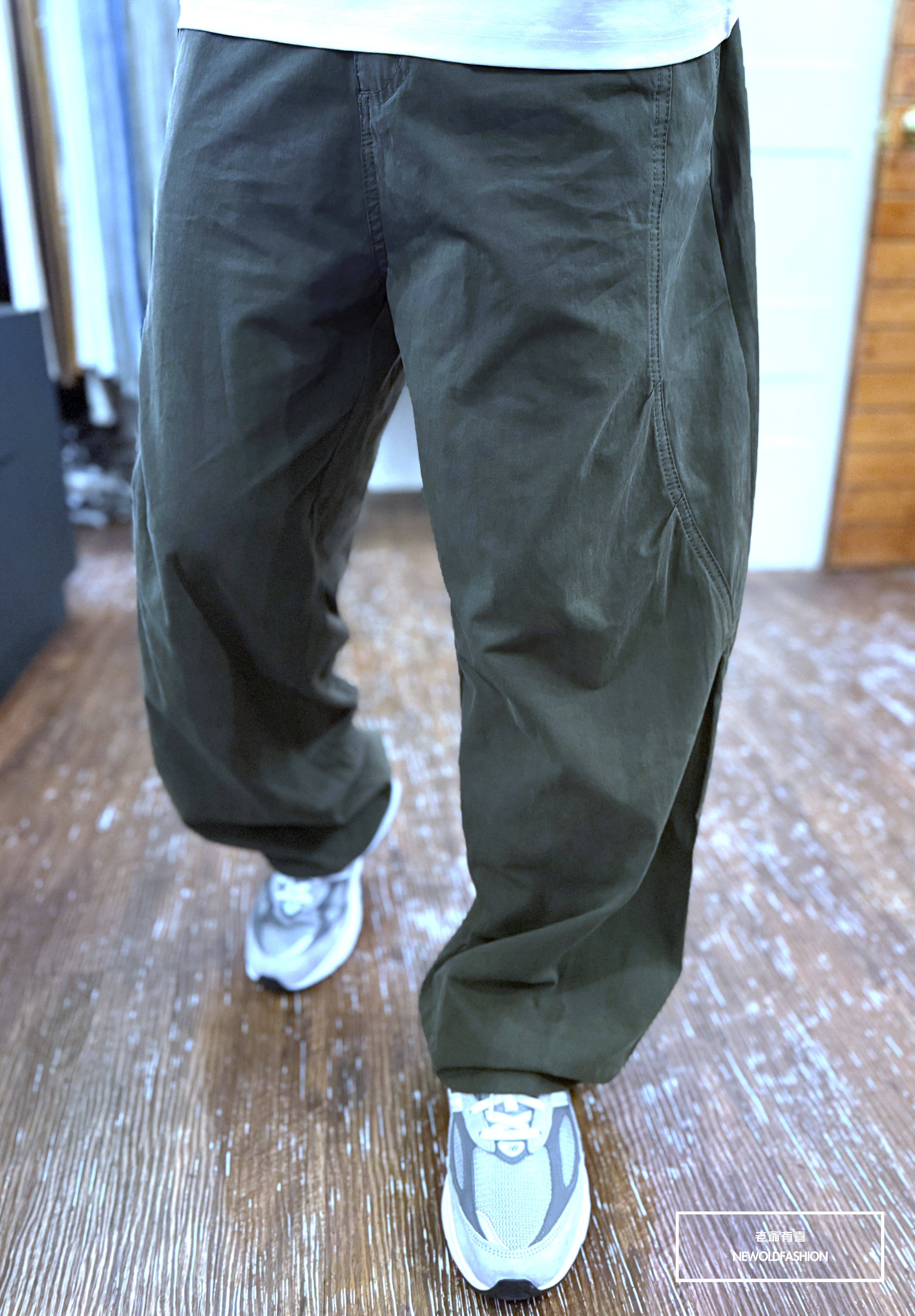 『新品上市』重磅立體半圓車線工裝寬褲-軍綠(NOF25023005)