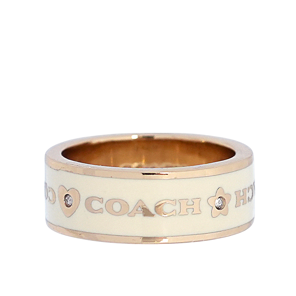 【COACH】愛心及星星圖案琺瑯戒指(白色/金色)CAH44 CUD