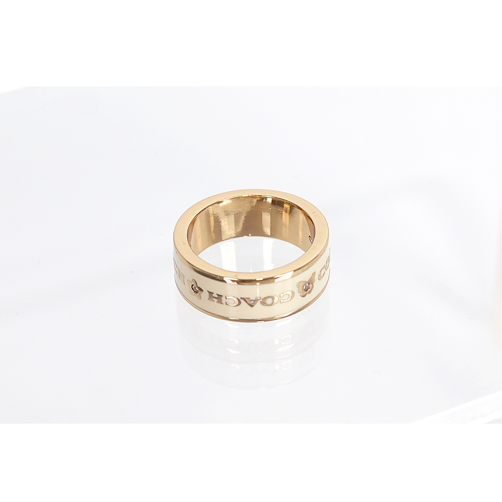 【COACH】愛心及星星圖案琺瑯戒指(白色/金色)CAH44 CUD