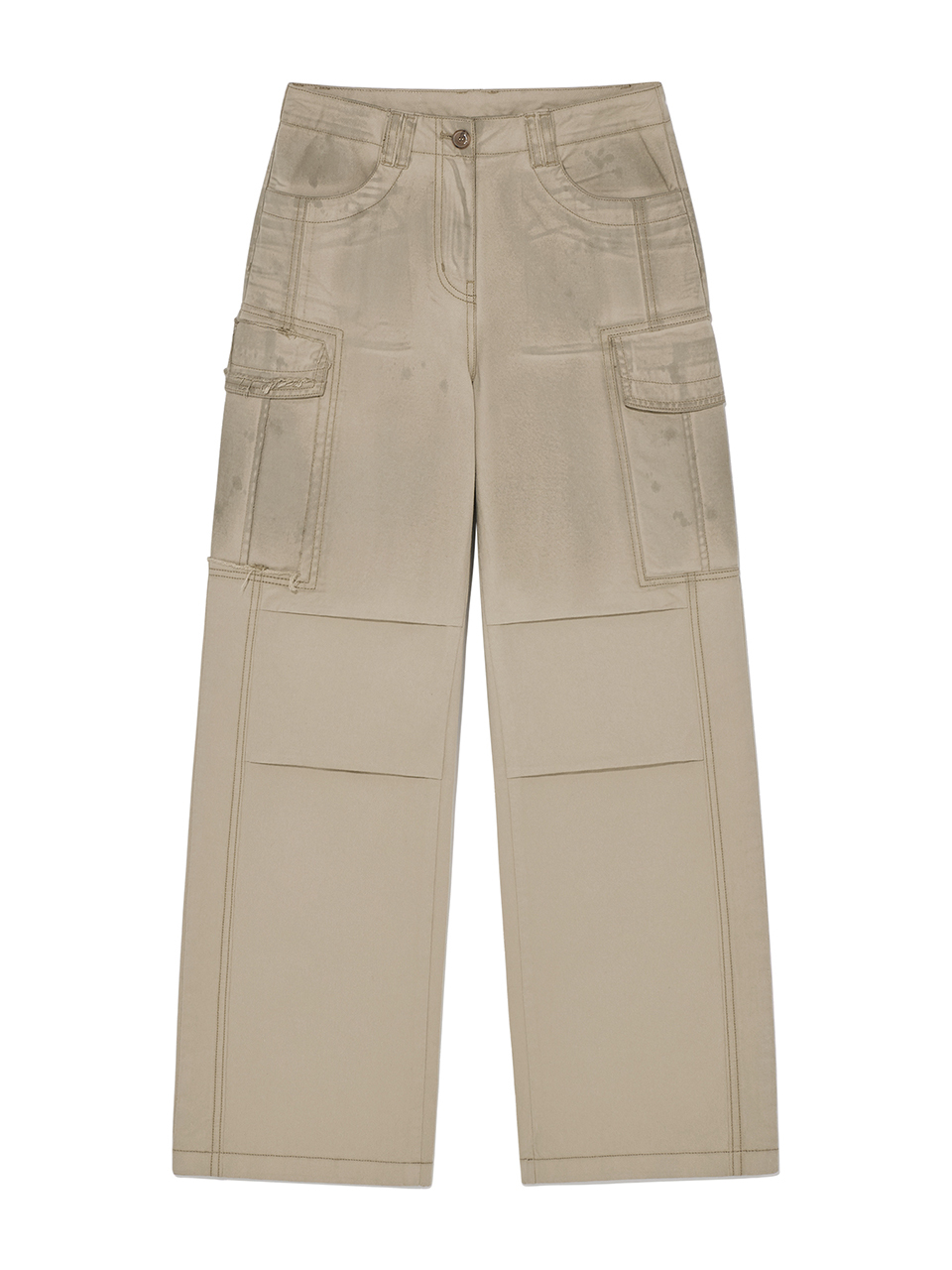水洗棉工裝褲 米色