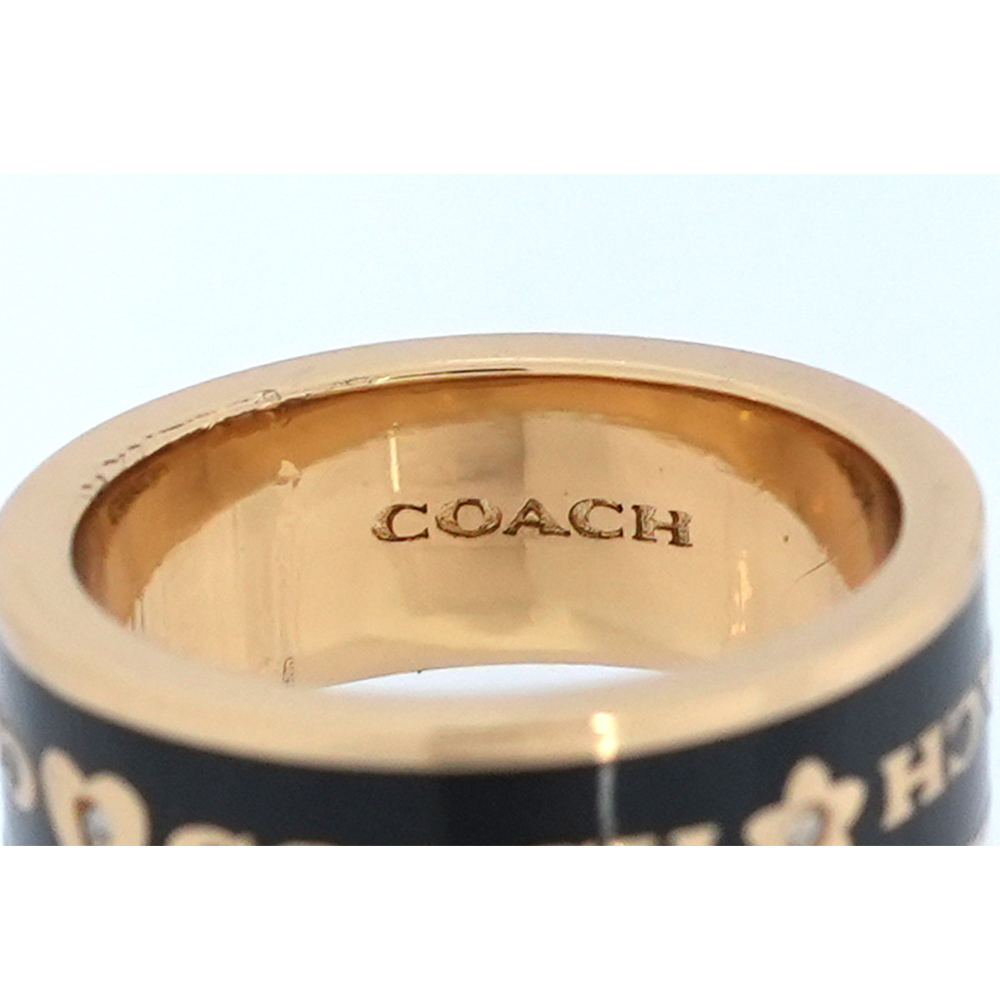 【COACH】愛心及星星圖案琺瑯戒指(黑色/金色)CAH44 GDBK